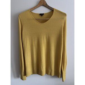 Talbots Women's Long Sleeve Knit Top Pure Merino Wool Mustard Yellow Small